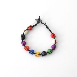 Black Colored Skull Bracelet, Handmade, Handcrafted Jewelry, Holiday